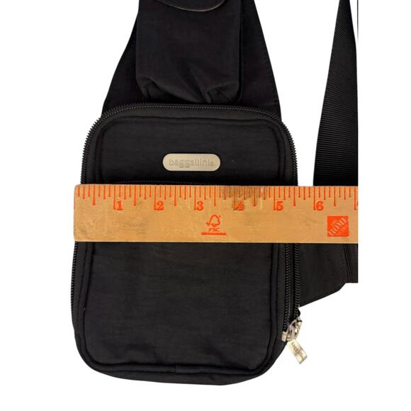 Baggallini Uptown Hudson Black Nylon Sling Crossbody Bag Adjustable Strap - Picture 8 of 11